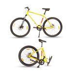 HORNBACK Xpand Full Size Fully Assembled Mountain Foldable Cycle for Men & Women (20-inch Stainless Steel+Alloy Steel Frame, Front Suspension, 27.5-Inch Wheels, Mechanical Disk Brakes) (Flash Yellow)