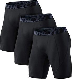 ATHLIO Men's (Pack of 3) Athletic Cool Dry Compression Shorts, Sports Performance Active Running Tights BSP06-KLB Large