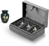 Forever URNS Mini Cremation Funeral Urn with Classic 3 Wolfes Pictured Theme for Human Ashes of Female & Male | 3 cu in | Set of 3 | Small | Multicolor | Handcrafted with Velvet Protection Box