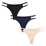 marysgift Seamless Thongs for Women No Show Breathable Underwear Stretch Straps T-Back Tangas Panties for Ladies (AU4,M UK 6 8)