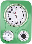 Lily's Home Retro Kitchen Clock with Temperature and Timer (Retro Green)