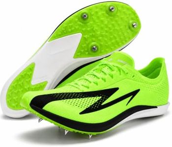Track and Field Shoes for Men Women, Full-Length Carbon Plate Spikes Sneakers for Track Race, Jumping, Professional Running SYS (Green, Adult, Men, 8.5, Numeric, US Footwear Size System, Medium)