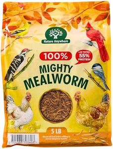 Nature Anywhere Mealworms for Chickens 5LB Mighty Mealworm, Chicken Feed Topper, Chicken Food for Laying Hens, No Fillers, SGS Tested, Resealable Bag, Bird Food for Outside Wild Birds