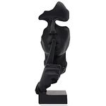 aboxoo Thinker Statue, Silence is Gold Abstract Art Figurine, Modern Home Resin Sculptures Decorative Objects Piano Desktop Decor for Creative Room Home, Office Study Decor (Black)