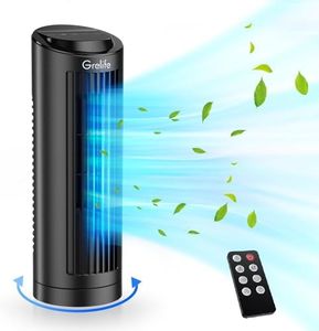 Grelife 13" Bladeless Tower Fan, 70° Oscillation, 3 Speeds, 4 Wind Modes, Touch & Remote Control,Quiet Operation and 12-Hour Timer -Ideal for Home Office Bedroom