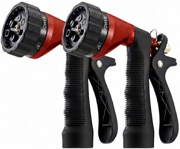 GREEN MOUNT Water Hose Nozzle 2-Pack, Zinc Alloy Garden Spray Nozzle with Adjustable Spray Patterns, Leakproof Rustproof Trigger Lock for Outdoor Cleaning & Car Wash, Red & Red
