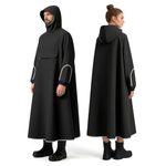 PALAY® High Collar Motorcycle Raincoat with Hood, Folding Hand Guard Flaps, Heavy-Duty PVC Full-Cover Riding Poncho with Front Pocket, Adult Men Raincoat for E-Bike, Scooter & Outdoor, 170-180cm