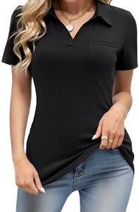 Cnlinkco Womens Polo Shirts Short Sleeve Professional Black Collared Work Tops 2024 Summer Business Casual Blouses