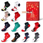 MJARTORIA 12 Pairs Christmas Socks Women Advent Calendar 2024 Women's Socks Christmas Countdown Santa Elk for Christmas Calendar Christmas Socks with 12 Surprises Gift Set