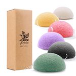 Wokelai konjac sponge face set of 6 for All Skin Types Face body Exfoliation and Deep Cleansing Organic Natural Konjac facial sponges washing puff for Shower Bath SPA Scrubber for Kids Babys Men Women