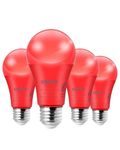 EDISHINE Halloween Red Light Bulbs, 14W Red LED Bulb Equivalent 100W Colored Light Bulbs, E26 Base A19 Light Bulb for Halloween Decoration, Holiday Lighting, Porch Patio, 4 Pack