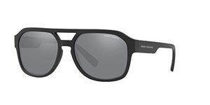 A|X ARMANI EXCHANGE Men's AX4074S Sunglasses, Matte Black/Light Grey Mirrored/Black, 57 mm