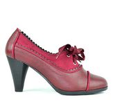 Chase & Chloe Dora-7 Lace-Up Vintage Cut-Out Women's Heeled Oxford red Size: 8 UK