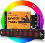 Auxbeam 8 Gang Slim Switch Panel RGB AS-R80 Toggle Momentary Pulsed Dimmable Backlight 80A Multifunction Switch Panel with Memory Function for 12-24V Truck Offroad Car Marine 2 Years Warranty