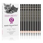 HIFORNY 12 Pieces Charcoal Pencils Drawing Set - Super Soft,Soft,Medium and Hard Charcoal Pencils for Drawing,Sketching,Shading,Blending,Portrait