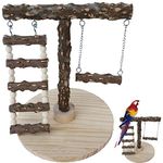 Bird Playground, Bird Play Stand, Bird Perch Natural Wood Birdcage Stands, Bird Playing Standing Rack Bird Training with Large Base for Small Cockatoo Parakeet Macaw Budgies Finches