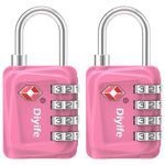 TSA Luggage Locks, [Updated Version] [2 Packs] Diyife 4-Digit Security Padlock, Resettable Zinc Alloy Combination Padlocks, Small Code Lock for Travel Suitcases Luggage Bag Case (Pink)