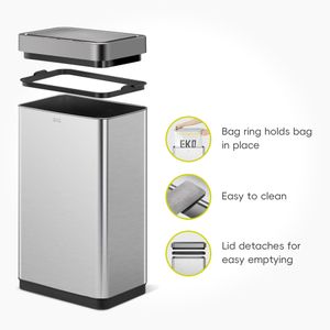 EKO Mirage X 80L Motion Sensor Bin – Touchless Stainless Steel, Soft-Close Lid