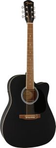 Fender FA-25CE Acoustic Guitar, Black – Cutaway Electric