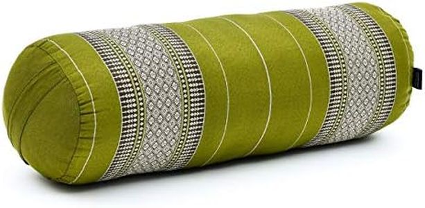 Leewadee Long Yoga Bolster Supportive Pilates Roll Cushion Neck Pillow Eco-Friendly Organic and Natural, 65x25x25 cm, Kapok, Green