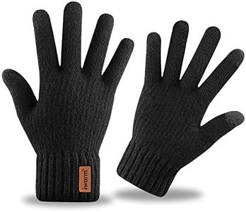 Caseeto Winter Gloves, Mens Knitted Gloves TouchScreen Mittens Thermal Lining Warm Gloves for Driving Sport Working (Black)