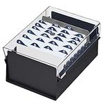 Acrimet 4 X 6 Card File Holder Organizer Metal Base Heavy Duty (AZ Index Cards and Divider Included) (Black Color with Crystal Plastic Lid Cover)