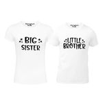 Hangout Hub Boy's & Girl's Round Neck T-Shirt Little Brother Big Sister (White;Little Brother-2-4Yrs;Big Sister-8-10Yrs ;) Pack of 2 Kids Sibling Family T-Shirts