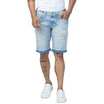 Spykar Men Light Blue Cotton Regular Fit Denim Shorts