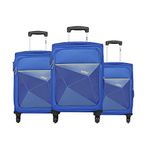 Safari Prisma Set of 3 55 Cms, 65 Cms & 75 Cms Small, Medium & Large Polyester Soft Sided 4 Spinner Wheels Luggage-Suitcase Blue