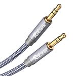 Aux Cord-3.5mm Male to Male Auxiliary Audio Cable [Shielded,Hi-Fi] Audiophile Aux Cable Nylon Braided for 3.5mm Headphone Jack,Car,Echo,Speaker,Android,Home Stereos,Mp3（2ft/0.6m,Grey）