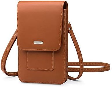 Peacocktion Small Crossbody Cell Phone Bag for Women, Leather Shoulder Bag Card Holder Phone Wallet Purse, Brown, Small