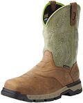 Ariat Rebar Flex Western Waterproof Composite Toe Work Boots – Men’s Square Toe Western Work Boot, Rye Brown/Olive Green, 8