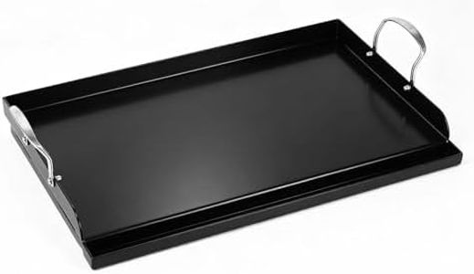 Updated 25" x 16" Cast Iron Griddle for Gas Grill, Nonstick Nanoceramic Stove Top Griddle for Gas Stove, Pre-Seasoned Flat Top Plate Insert for Outdoor Gas Grill, Camping, Tailgating, Parties