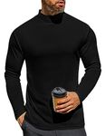 Ekouaer Men's Mock Turtleneck Shirts Long Sleeve Basic Turtle Neck Undershirt Lightweight Thermal Tops Black M