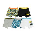 DC Comics Men's Superhero Boxer Briefs Multipacks with Batman, Flash, Superman & More, Sizes 4, 6, 8, 10, 12, Bmcottonbxrbr5pk, 4