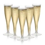 MATANA 48 Premium Elegant Clear Plastic Champagne Flutes, 130ml - Reusable Toasting Glasses, Cocktail Prosecco Glasses for Weddings, Birthdays, Christmas, BBQ & Garden Parties