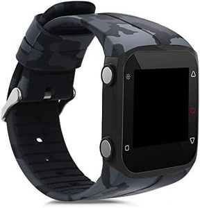 kwmobile TPU Silicone Strap Compatible with Polar M400 / M430 - Tracker Band - camouflage Dark Grey/Black/Light Grey