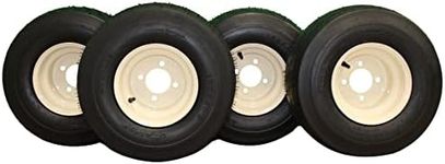 Antego Tire & Wheel 18x8.50-8 Tires on 8x7 Beige/Tan Wheel Assemblies for Golf Carts and Lawn Mowers (Set of 4)