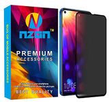 nzon Design for Samsung Galaxy A21s Tempered Glass Privacy Anti-Spy Ultra HD Glass Cover Fingerprint Work ID Support Eye Protection Private 9H Film - Black Edges