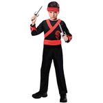 amscan 9904449 Childs Red Dragon Ninja Warrior Book Week Fancy Dress Costume Age 8-10 Years