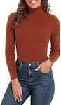 PrettyGuide Women's Ribbed Turtleneck Long Sleeve Sweater Brick Red XL