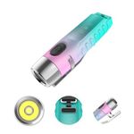 TUNENGE Keychain Flashlights,EDC Portable Pocket Bright Flashlight 600 Lumen,USB Rechargeable Mini Keychain Flashlight,for Daily Using,Backpacking,Camping and Hiking (Gradient Sky Blue)