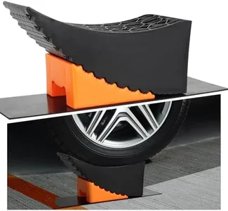 Raised Tire Change Ramp,Large RV Camper Levelers with 6" Lift, Dual Axle Tandem Wheel AidCurved Design for Tire Change of RV/Camper/Travel Trailer with Chocks, Anti-Slip Mats, Carrying Bag,(1 Pack)