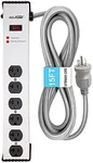 Digital Energy 20 Amp 6-20/T- Slot Plug | 15-Ft Cord - 900 Joule Surge Protector | 6-Outlet, Heavy Duty Steel Body Power Strip