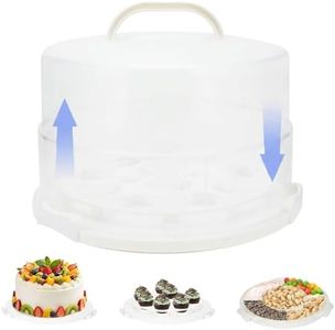 AquaLume 12 Inch Cake Carrier with Lid and Handle – Heavy-Duty Cake Container for Baking Events & Outdoor Trips | Adjustable Height,Portable Food Cake Carrier Storage Solution for Picnics & Camping
