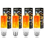 AUAUY 4 PCS LED Flame Light Bulb, 2W E27 Flame Effect Light Bulb, 1400K, 3 Lighting Modes, Flickering Light Bulbs, Indoor/Outdoor Decorative LED Lamps for Halloween, Christmas, Home, Garden, Bar
