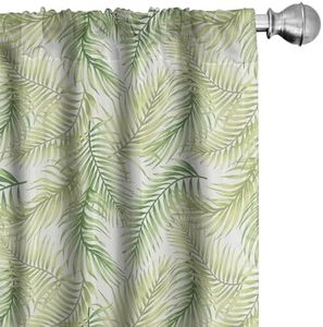 Ambesonne Palm Leaf Window Curtains, Green Leaves of Coconut Palms Watercolor Style Fresh Nature Pattern, Lightweight Decor 2-Panel Set with Rod Pocket, Pair of - 28" x 84", Green Fern