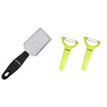 Amazon Brand - Solimo Stainless Steel Cheese Grater, Black & Stainless Steel Kitchen Peeler, Set of 2 Combo