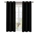 Deconovo Room Darkening Thermal Insulated Grommet Black Blackout Curtains - Noise Reducing Panels for Living Room (2 Panels, 42x63 in)