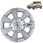 PRIGAN Wheel Cover for Maruti Wagon R LXI 13 Inch Silver Wheel Cap (Available in 12,13,14,15,16 Inch) (Set of 4 Pcs) (Press Fitting) Model- GTX Silver-13